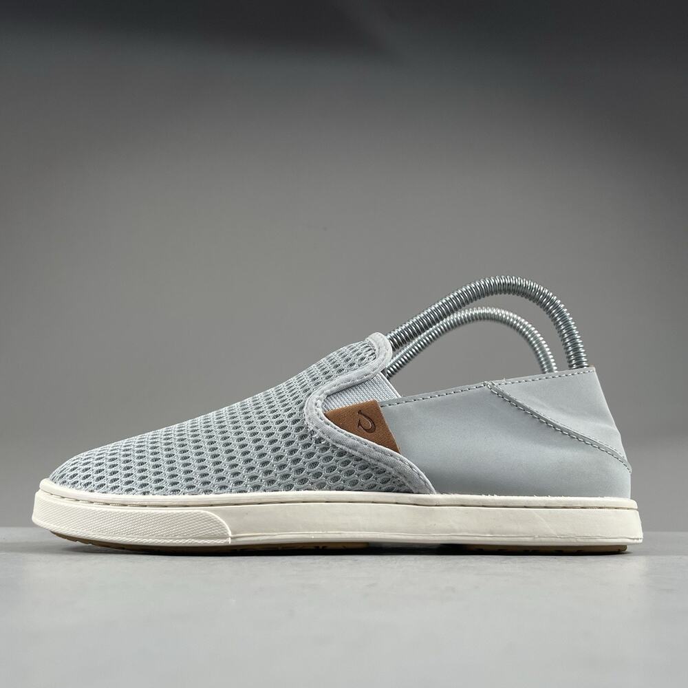 OluKai Slip-On Mesh Sneaker in Light Gray and White